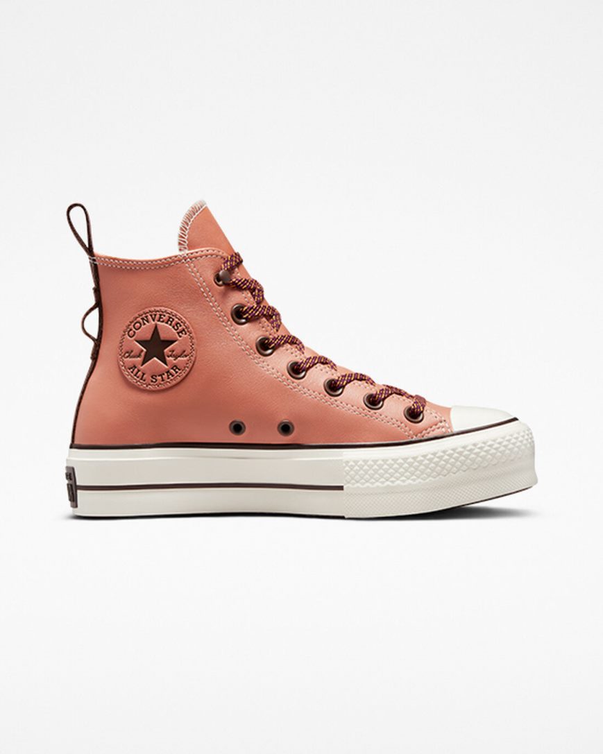 Zapatos Plataforma Converse Chuck Taylor All Star Lift Tonal Cuero Altas Mujer Albaricoque | PE 7LP580